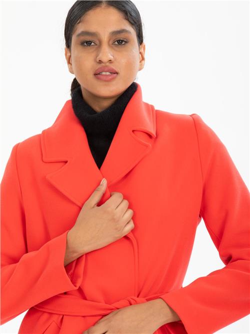 Women coat with belt wholesale Coral color