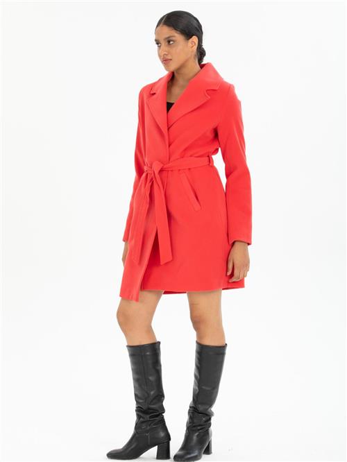 Women coat with belt wholesale Coral color