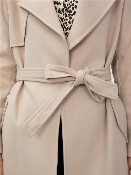 Women Coat With Belt Wholesale Cream Color
