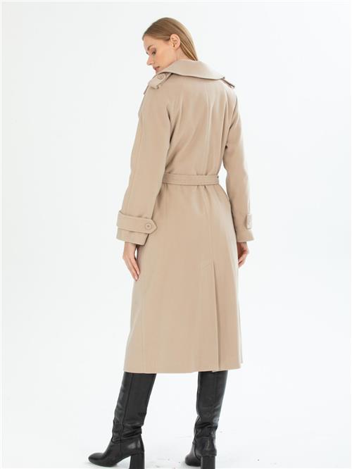 Women coat with belt wholesale Cream color
