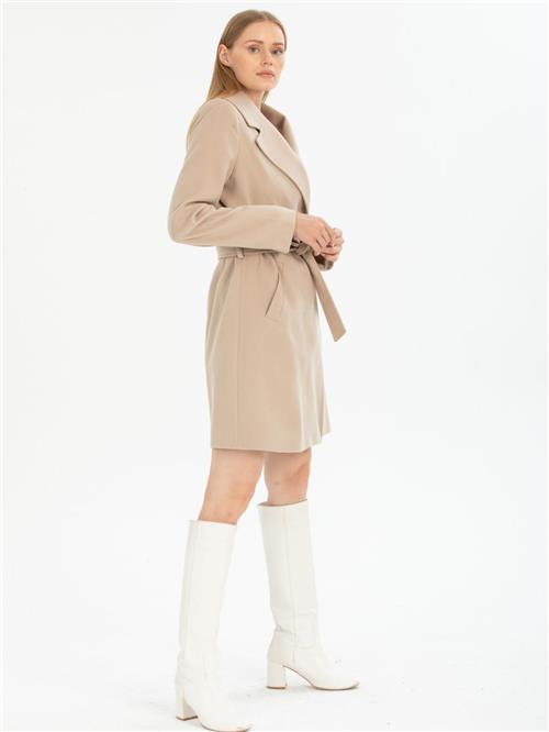 Women coat with belt wholesale Cream color