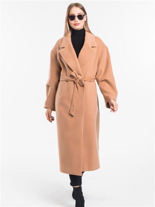 Women coat with belt wholesale Cream color