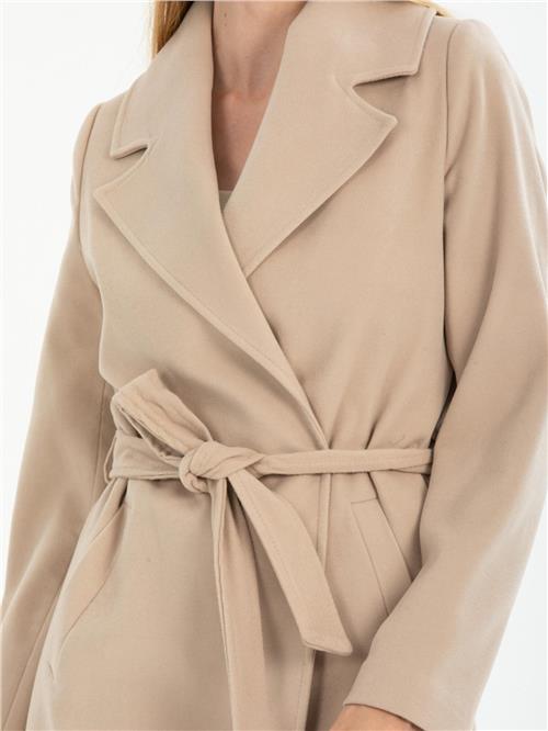 Women coat with belt wholesale Cream color