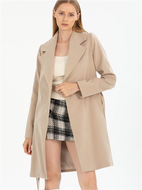Women coat with belt wholesale Cream color