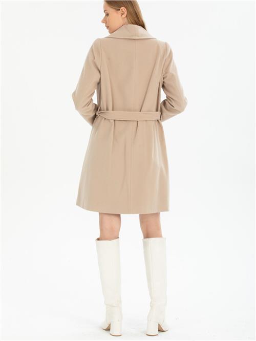 Women coat with belt wholesale Cream color
