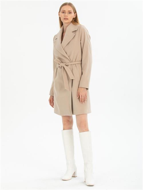 Women coat with belt wholesale Cream color