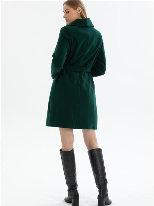 Women coat with belt wholesale Dark Green color