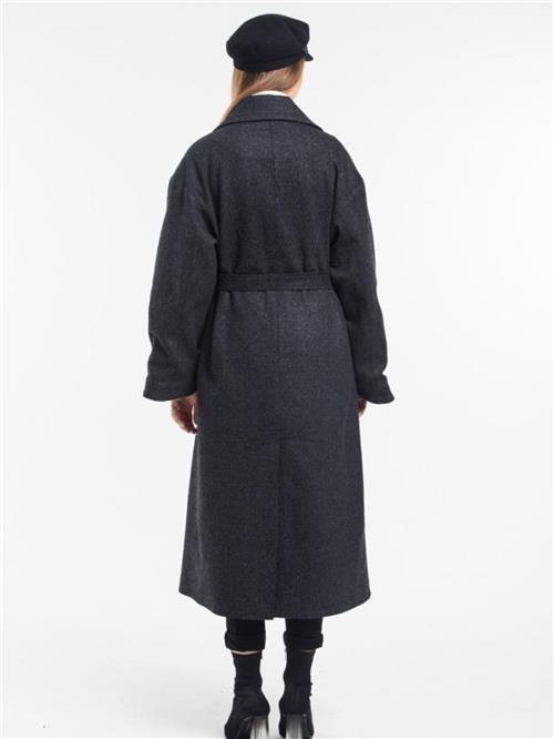 Women coat with belt wholesale Dark Gray color