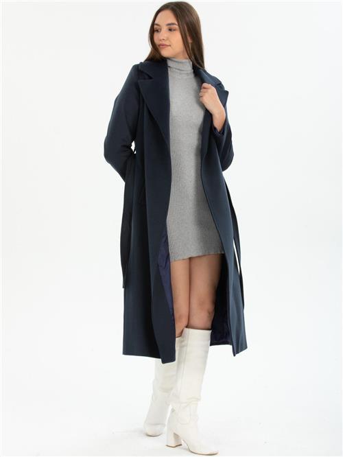 Women coat with belt wholesale Dark Navy color
