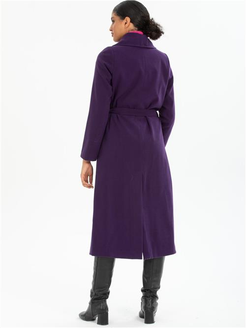 Women coat with belt wholesale Dark Purple color