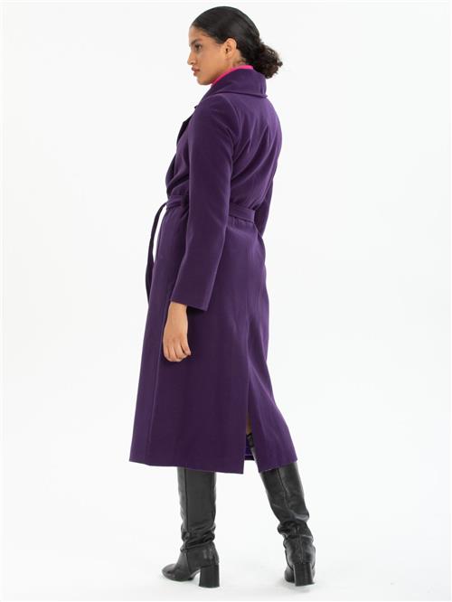 Women coat with belt wholesale Dark Purple color