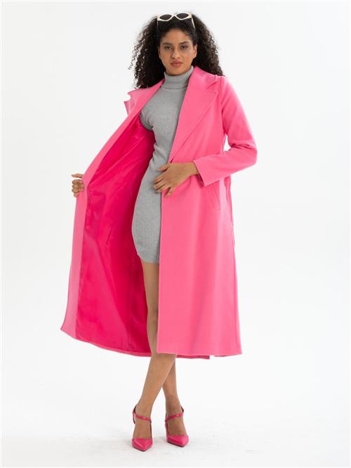 Women coat with belt wholesale French Pink color
