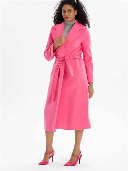 Women coat with belt wholesale French Pink color