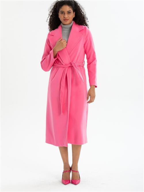 Women coat with belt wholesale French Pink color