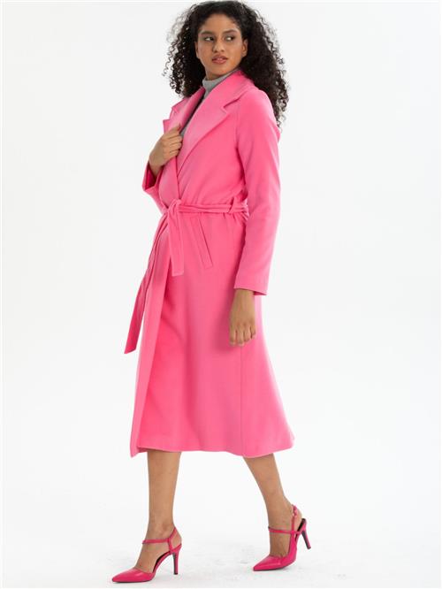 Women coat with belt wholesale French Pink color