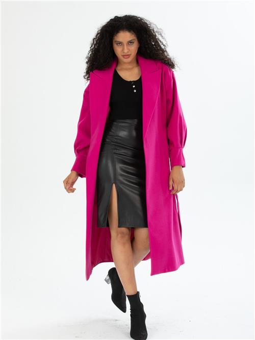 Women coat with belt wholesale Fucshia color