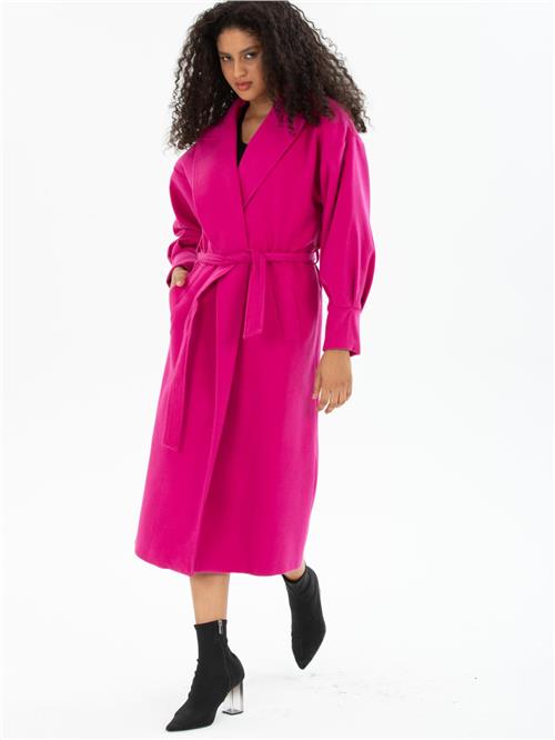 Women coat with belt wholesale Fucshia color