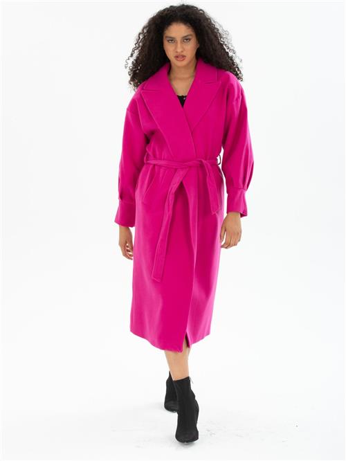 Women coat with belt wholesale Fucshia color