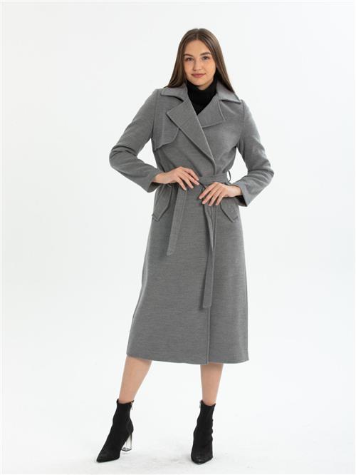 Women coat with belt wholesale Gray color