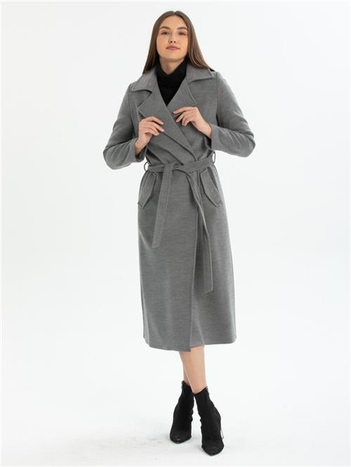 Women coat with belt wholesale Gray color