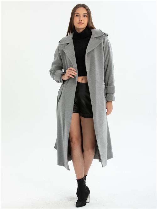 Women coat with belt wholesale Gray color