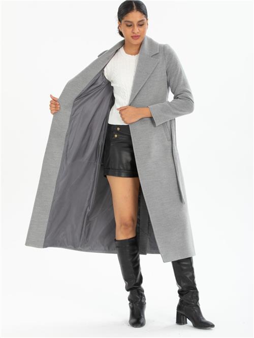 Women coat with belt wholesale Gray color