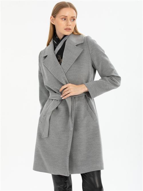Women coat with belt wholesale Gray color