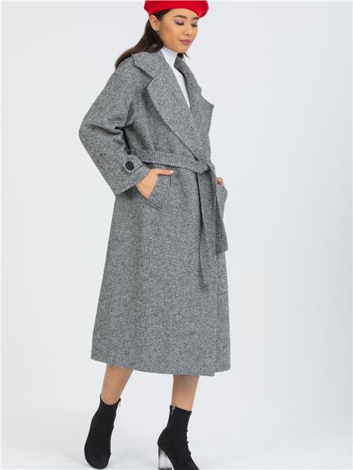 Women Coat With Belt Wholesale Gray Color