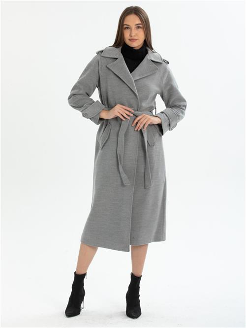 Women coat with belt wholesale Gray color