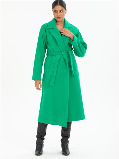 Women coat with belt wholesale Green color