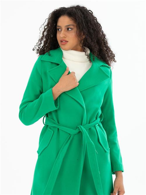 Women coat with belt wholesale Green color