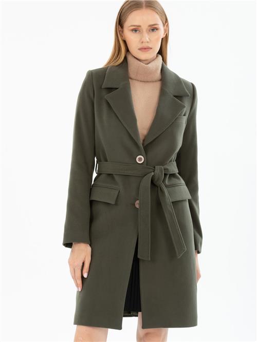 Women coat with belt wholesale Khaki color