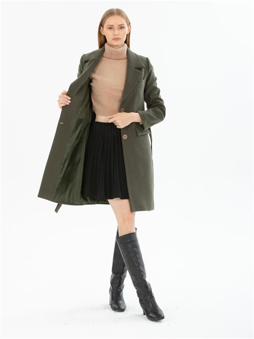 Women coat with belt wholesale Khaki color