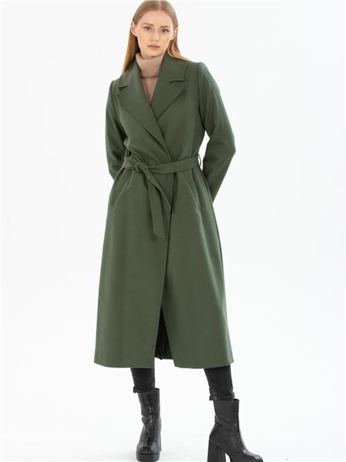 Women coat with belt wholesale Khaki color