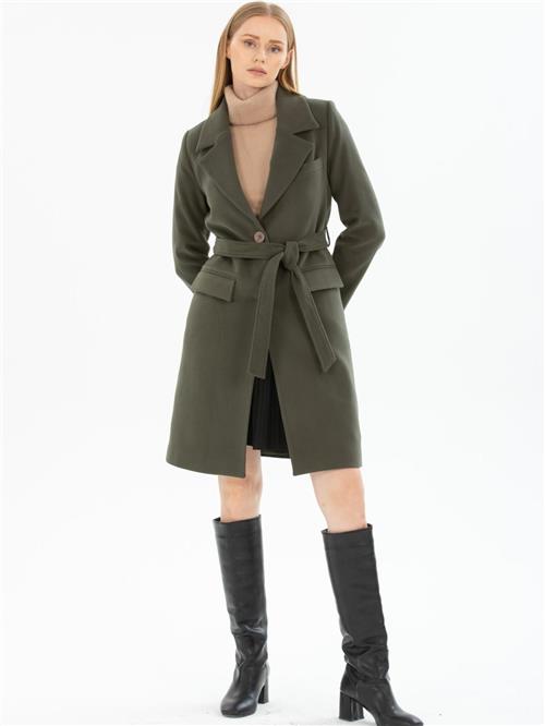 Women coat with belt wholesale Khaki color