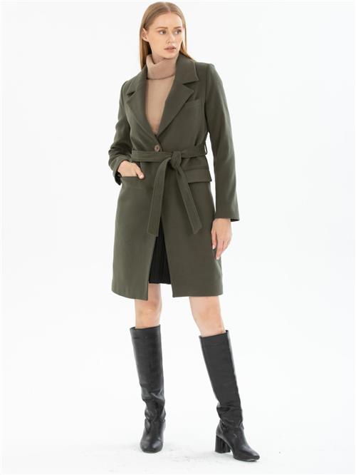 Women coat with belt wholesale Khaki color