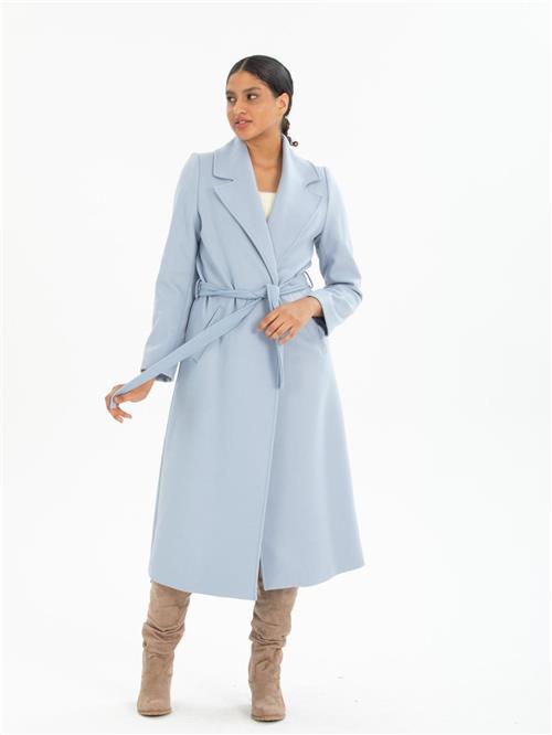 Women coat with belt wholesale Light Blue color