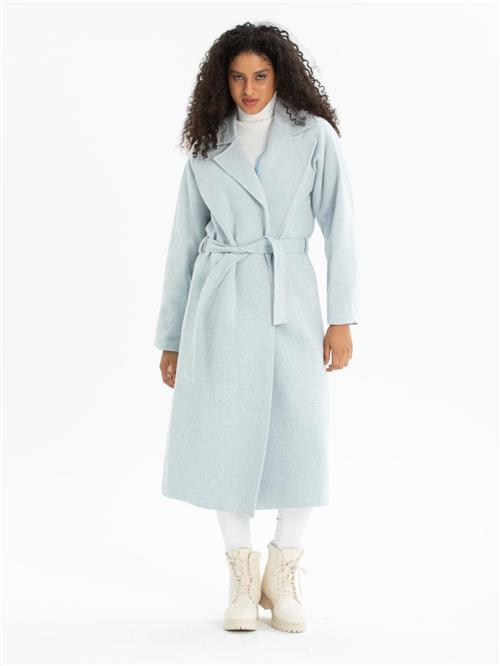 Women coat with belt wholesale Light Blue color