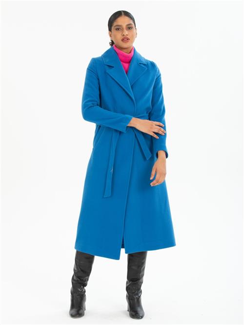 Women coat with belt wholesale Light Blue color