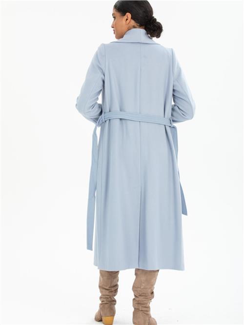 Women coat with belt wholesale Light Blue color