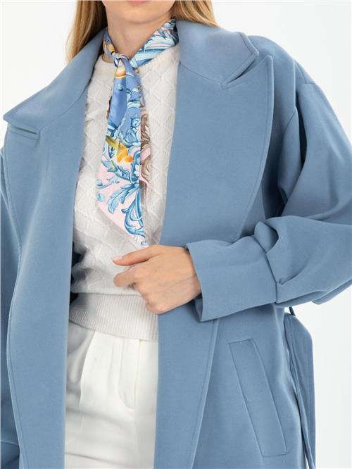 Women coat with belt wholesale Light Blue color