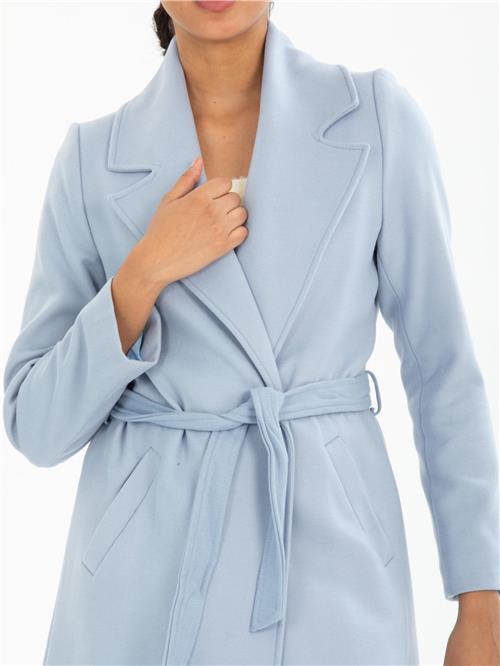 Women coat with belt wholesale Light Blue color