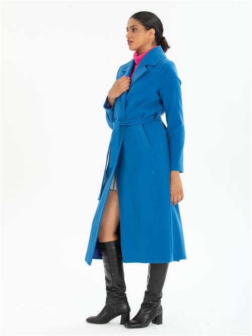 Women coat with belt wholesale Light Blue color