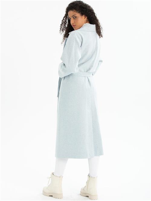 Women coat with belt wholesale Light Blue color