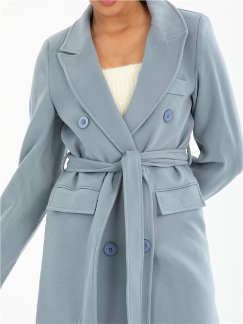 Women coat with belt wholesale Light Blue color