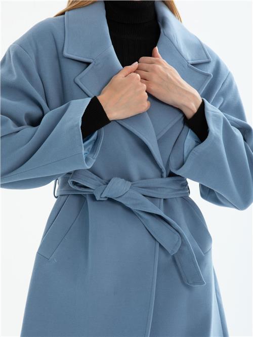 Women coat with belt wholesale Light Blue color