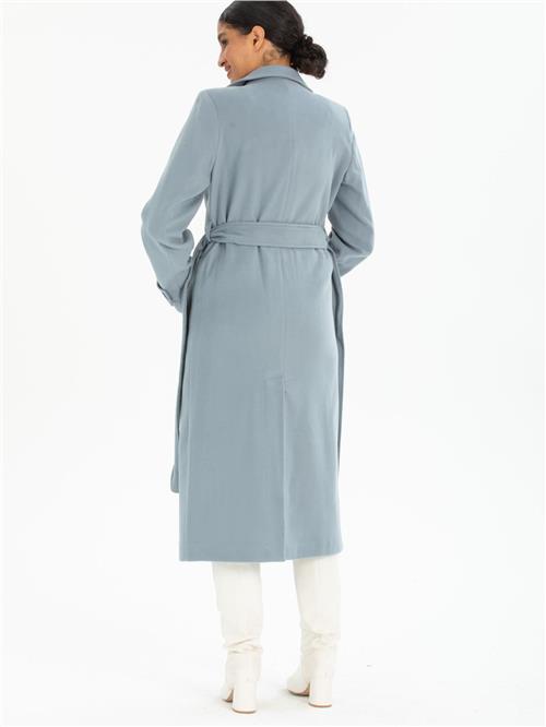 Women coat with belt wholesale Light Blue color