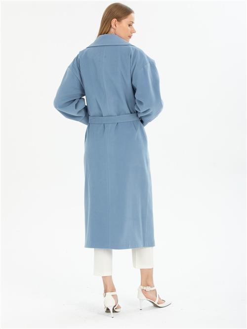 Women coat with belt wholesale Light Blue color