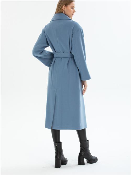 Women coat with belt wholesale Light Blue color