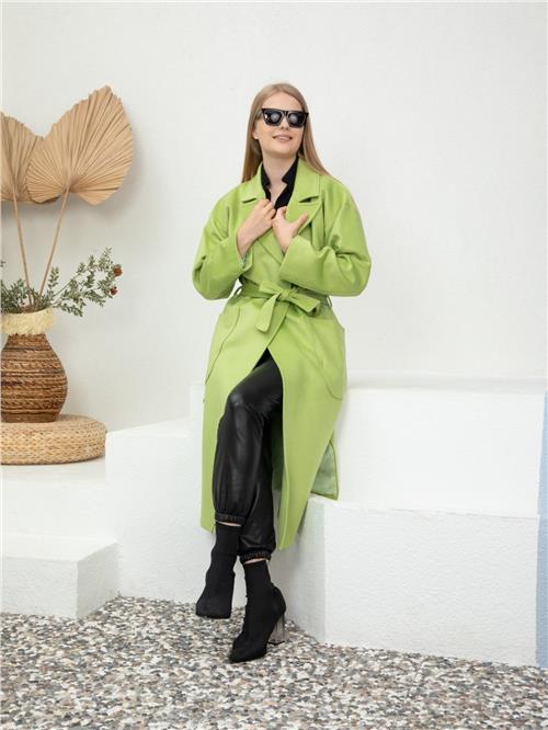Women Coat With Belt Wholesale Light Green Color